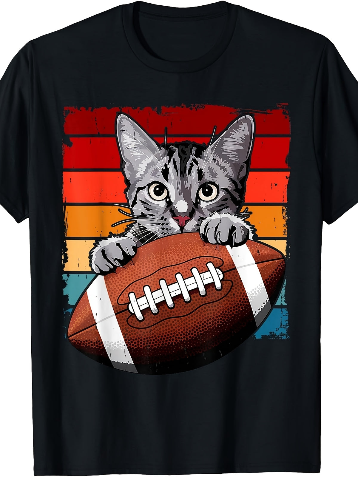 Football Cat Funny American Football Kitten Women Men T-Shirt