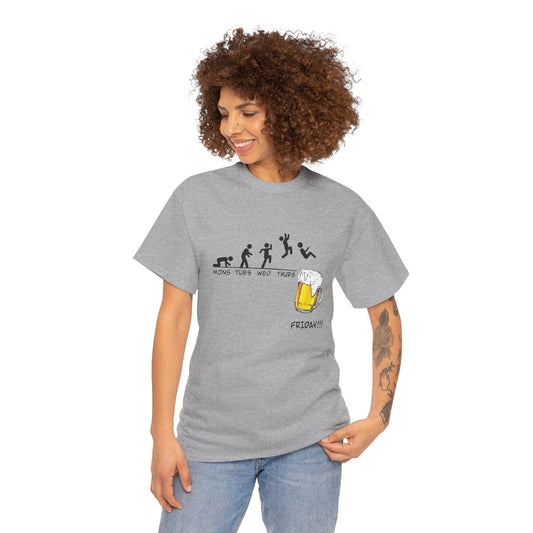 Funny Friday Beer Unisex Heavy Cotton Tee - Perfect for Weekday Vibes, Casual Wear, Weekend Celebrations, Gifts for Beer Lovers, Humorous