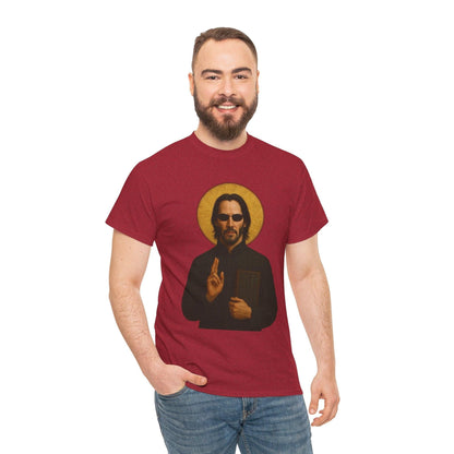 Neo "The One" Religious Icon Art Print T-Shirt | Keanu Reeves Matrix Cyberpunk