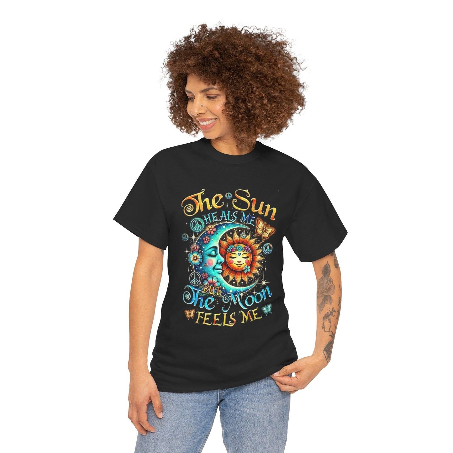Celestial Vibes T-Shirt, Healing Sun and Moon Tee, Lunar Phases Shirt, Night Sky Top, Empowering Unisex Cotton Tee