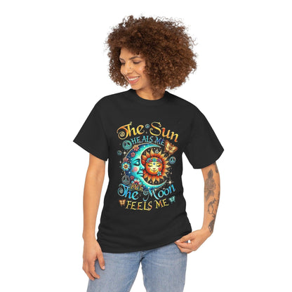Celestial Vibes T-Shirt, Healing Sun and Moon Tee, Lunar Phases Shirt, Night Sky Top, Empowering Unisex Cotton Tee
