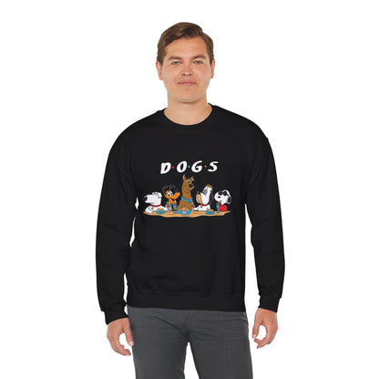 Dog Friends Cartoon Characters Sweatshirt, Cute Doggie BFFs Jumper, Fun Puppy Squad Pullover, Animal Lover Gift, Cozy Pet Owner Top