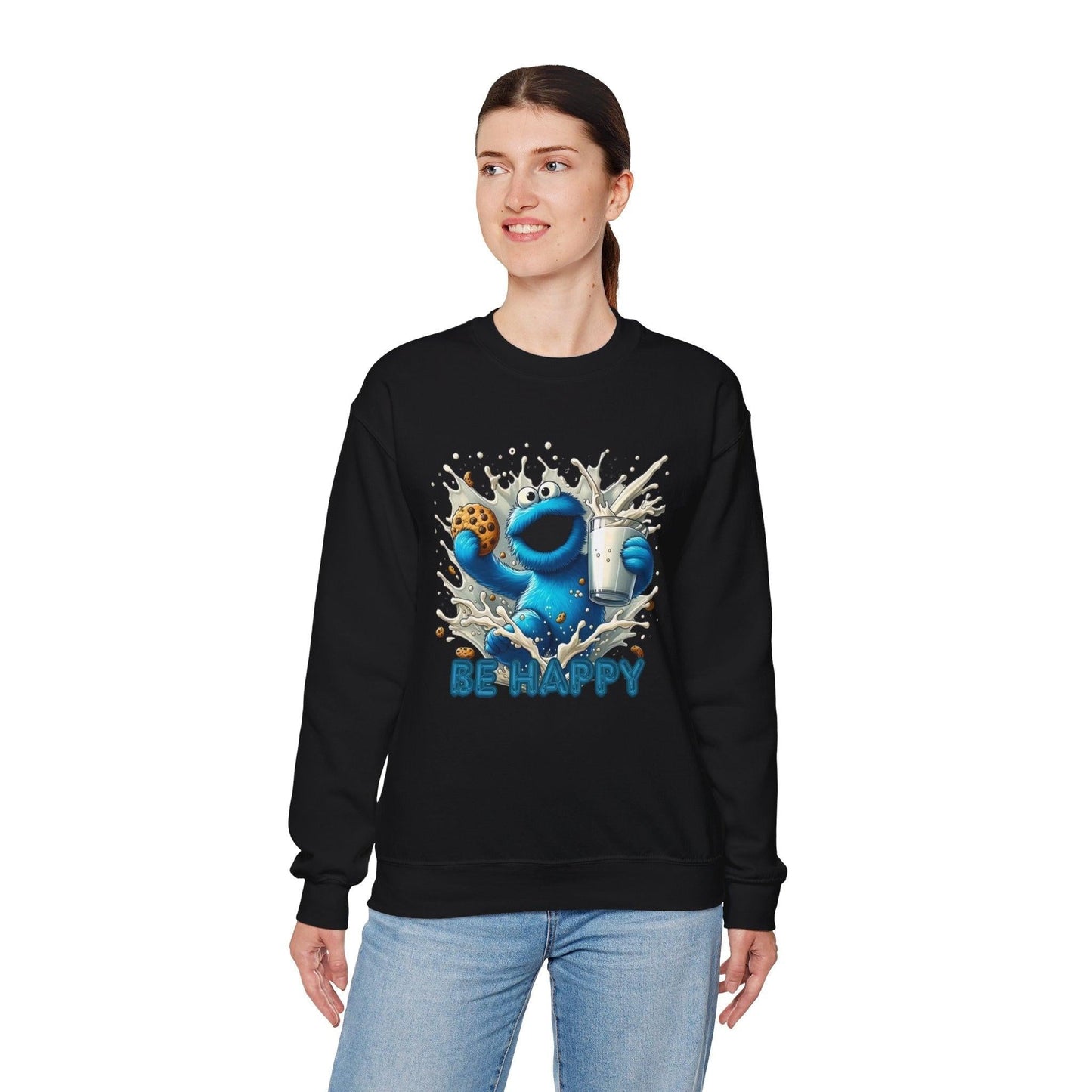 Cookie Monster Sweatshirt, Fun Happy Monster Design, Comfy Jumper, Gift for Cookie Lovers, Cartoon Character Top, Cool Pullover, Unique