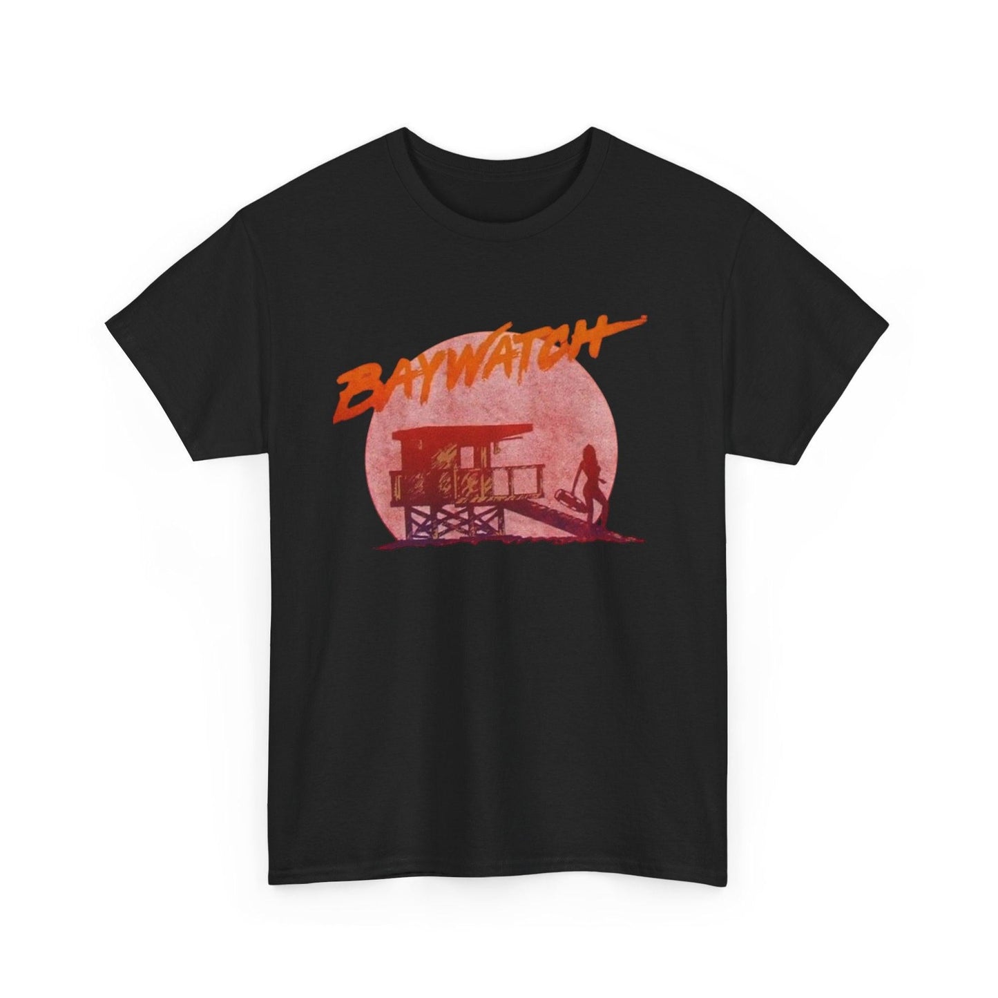 Vintage Baywatch T-Shirt, Retro 90s Lifeguard Sunset Graphic, Oversized Boxy Fit Cotton Tee, Sun-Bleached Aesthetic Streetwear
