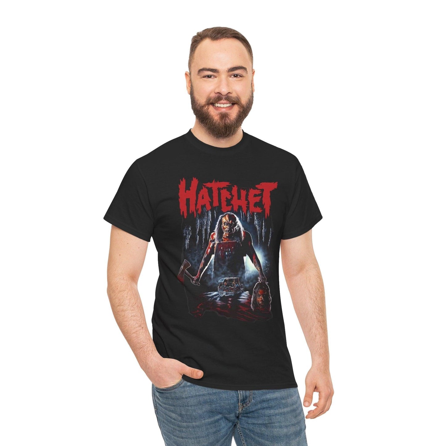 Hatchet Horror Movie Unisex Tee, Scary Graphic Shirt, Halloween Costume, Slasher Film Fan Gift, Murder Mystery Apparel