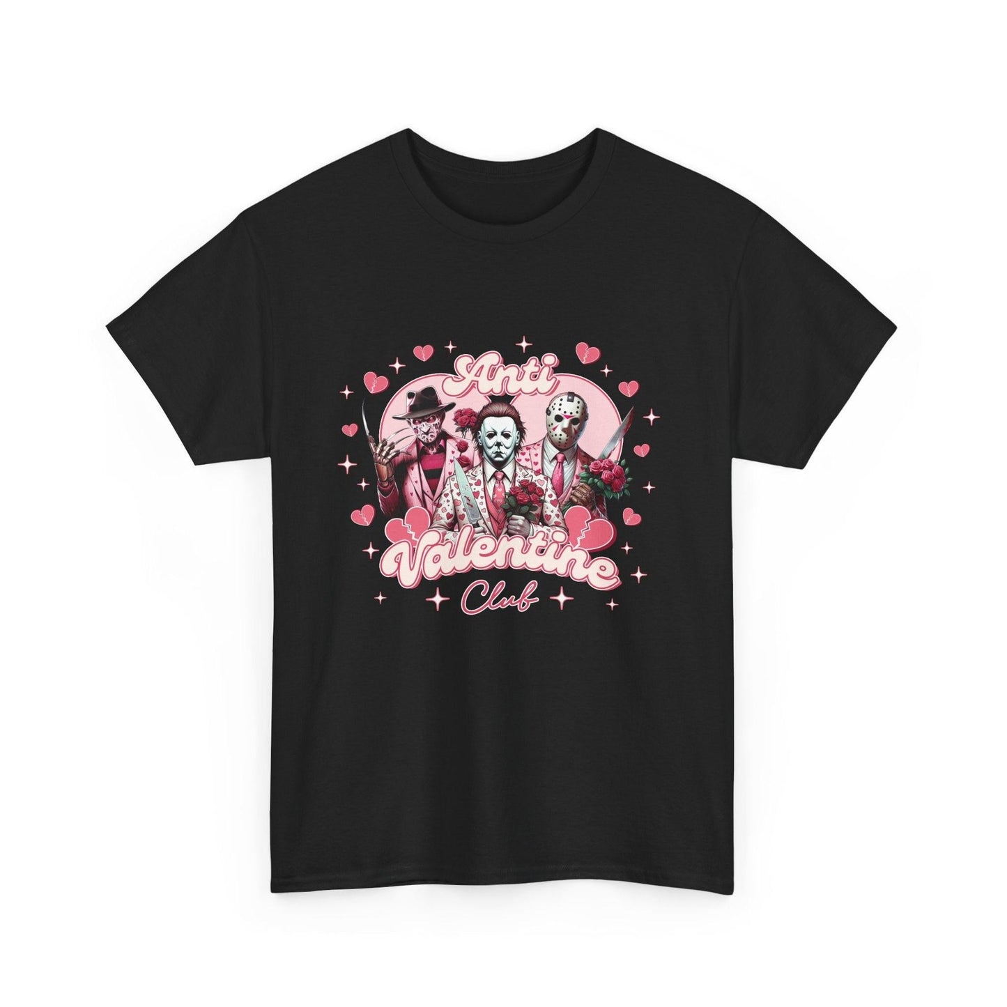 Horror Movie Villains Anti-Valentine Club Unisex Tee - Freddy Jason Michael, Halloween Gift, Gothic Shirt, Horror Fan Shirt, Horror Movie