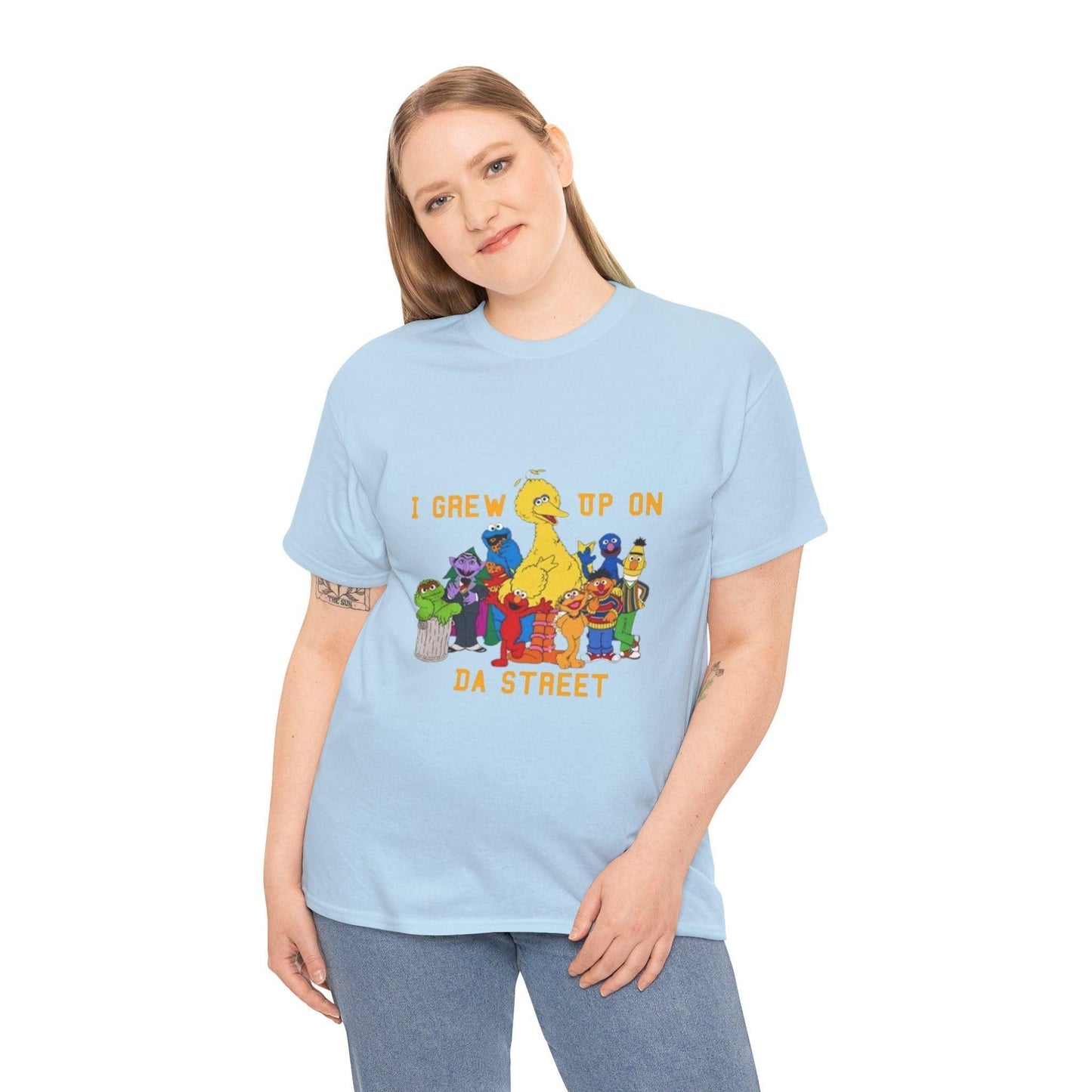 I Grew Up on Da Street-Sesame Street Inspired Tee, Retro TV Show Shirt, Childhood Nostalgia Top, Urban Streetwear Clothing, Vintage Cartoon