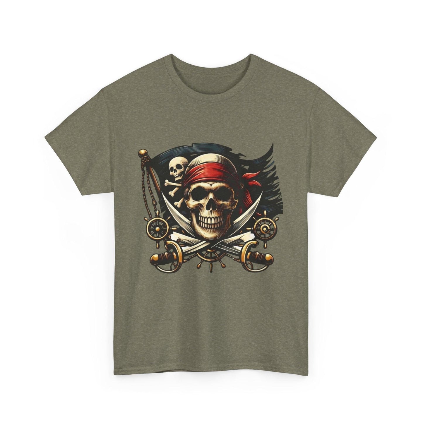 Pirate Adventure Front and Back Tee, Skull Graphic T-Shirt for Nature Lovers, Perfect for Halloween, Reef & Beach Celebrations