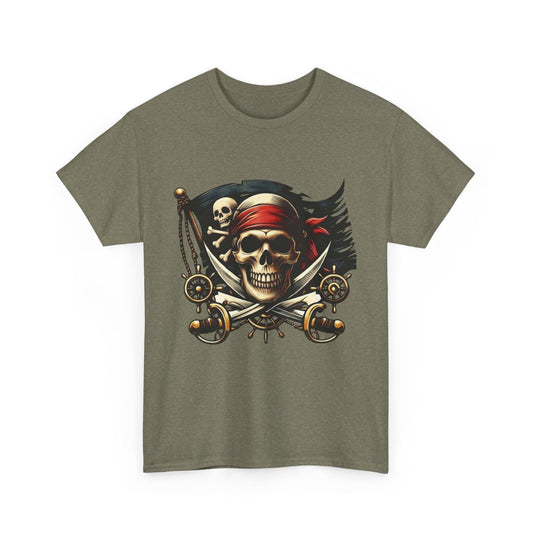 Pirate Adventure Front and Back Tee, Skull Graphic T-Shirt for Nature Lovers, Perfect for Halloween, Reef & Beach Celebrations