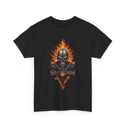 Harley Davidson Flame Skull Tee - Unisex Heavy Cotton Shirt, Biker Gift, Casual Wear, Motorcycle Apparel, Unique Graphic Tee