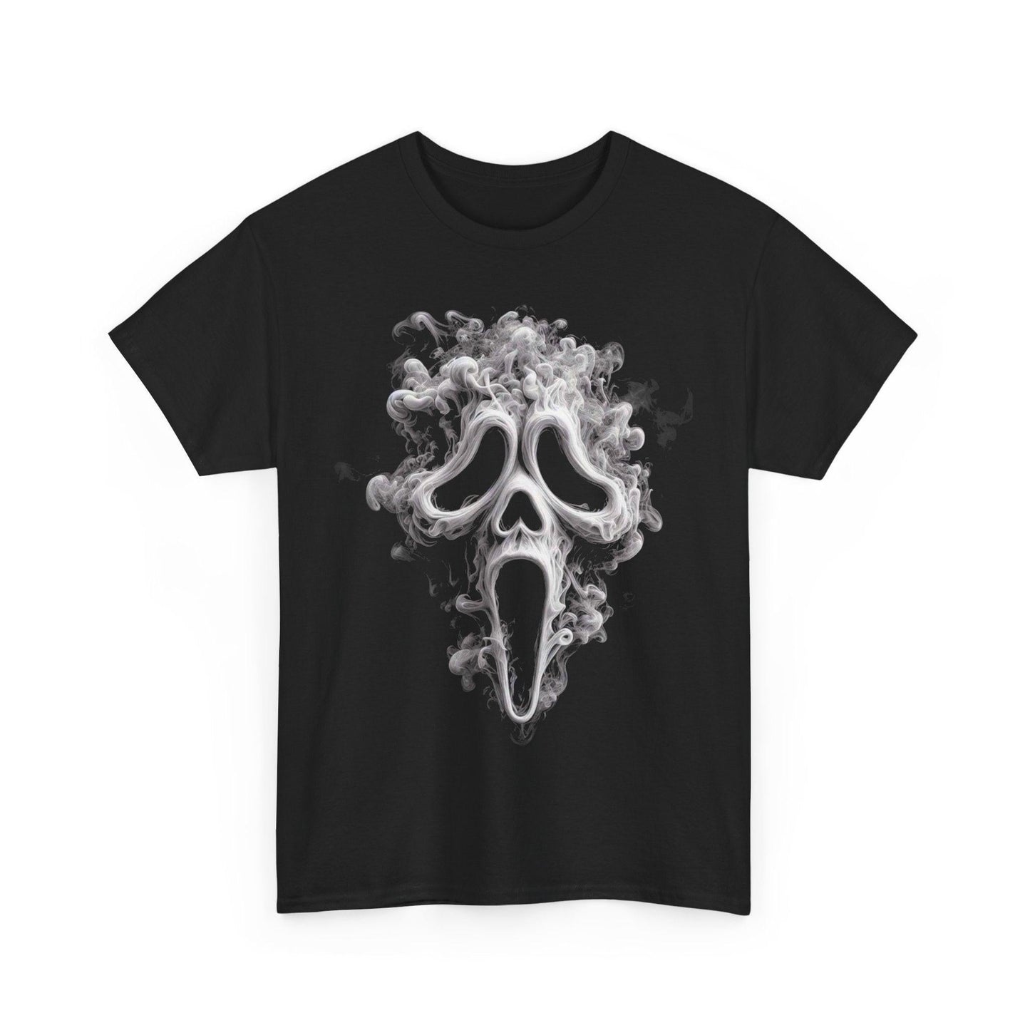 Smoky Ghostface Tee, Halloween Shirt, Spooky Graphic T-Shirt, Unisex Ghost Costume Top, Creepy Smoke Apparel, Horror Movie Lover Gift