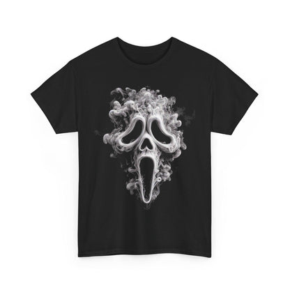 Smoky Ghostface Tee, Halloween Shirt, Spooky Graphic T-Shirt, Unisex Ghost Costume Top, Creepy Smoke Apparel, Horror Movie Lover Gift