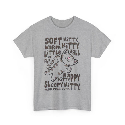 Soft Kitty Warm Kitty Unisex Heavy Cotton Tee, Sheldon Cooper Song T-Shirt, Graphic Tee, Funny TV Show Tee, Big Bang Theory Shirt