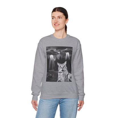 Selfie Cat with UFO Sweatshirt