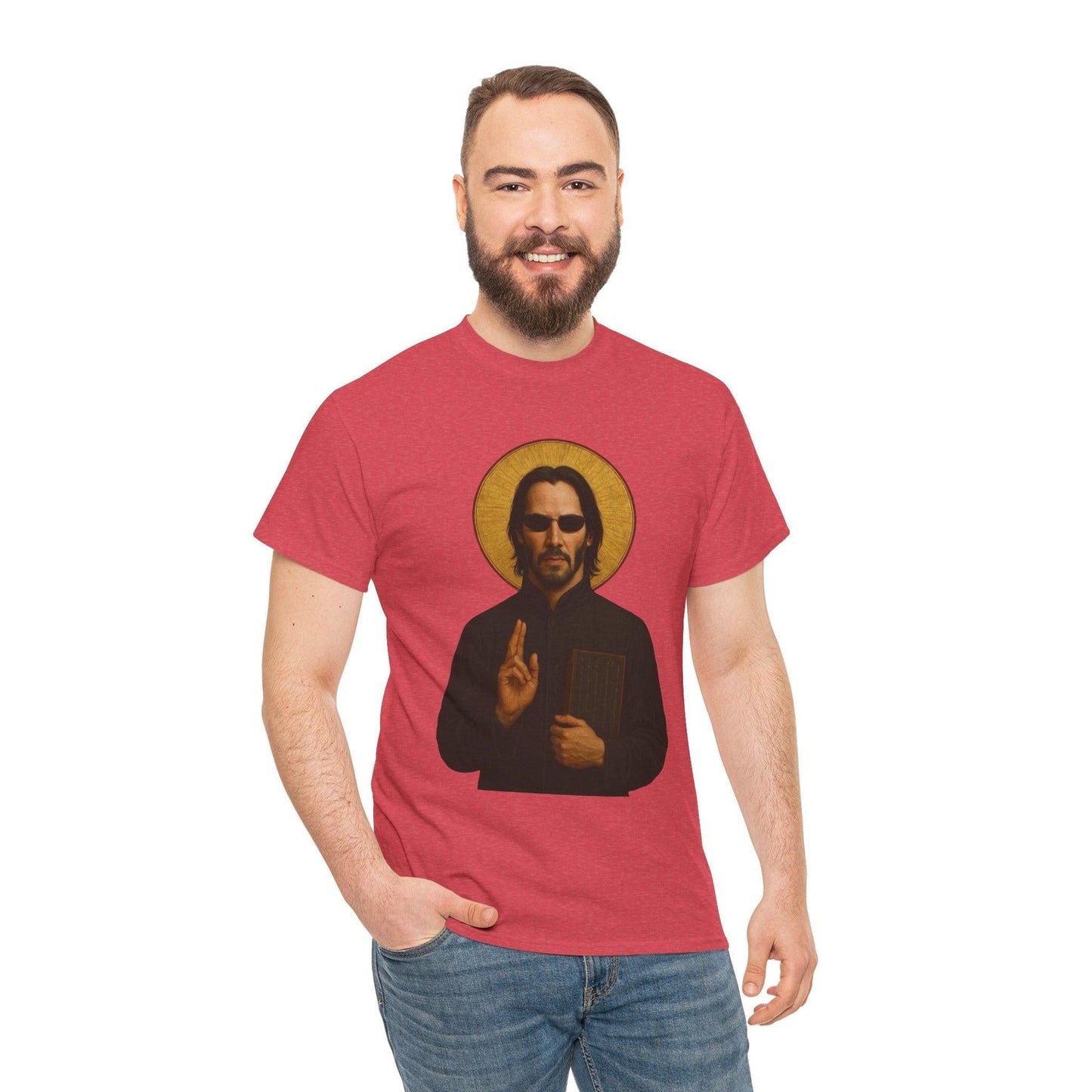 Neo "The One" Religious Icon Art Print T-Shirt | Keanu Reeves Matrix Cyberpunk