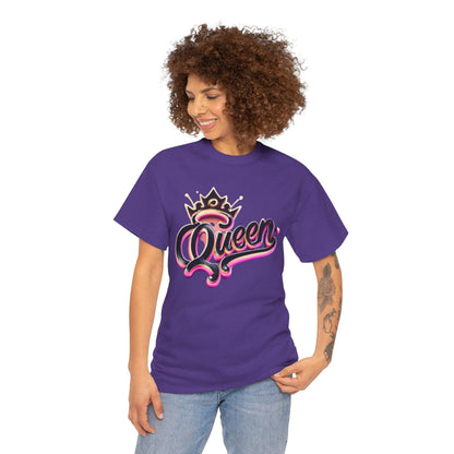 Queen Heavy Cotton Tee, Women's Graphic T-Shirt, King Crown Design, Cool Unisex Shirt, Royalty Inspired Top