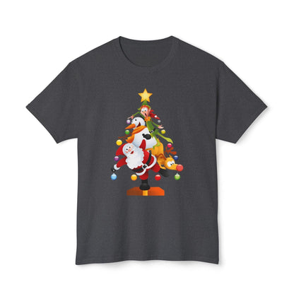 Christmas Trio Unisex T-Shirt with Santa, Snowman, and Elf Design