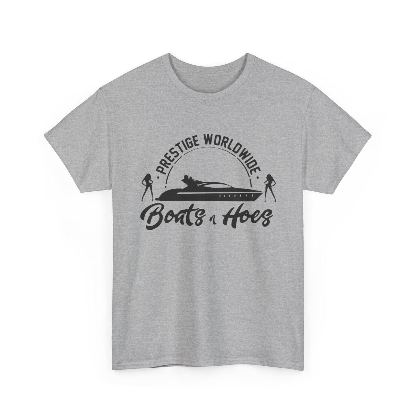 Prestige Worldwide 'Boats & Hoes' Unisex Heavy Cotton Tee, Funny Graphic Shirt, Beachwear, Gift for Him, Summer Casual Wear