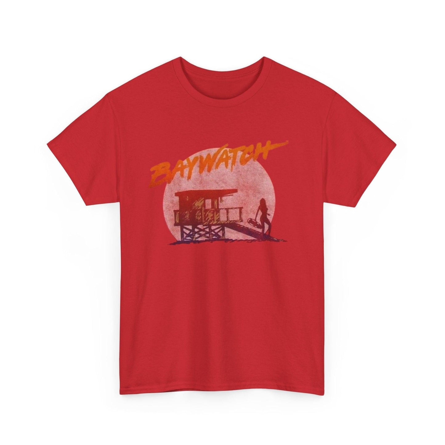 Vintage Baywatch T-Shirt, Retro 90s Lifeguard Sunset Graphic, Oversized Boxy Fit Cotton Tee, Sun-Bleached Aesthetic Streetwear