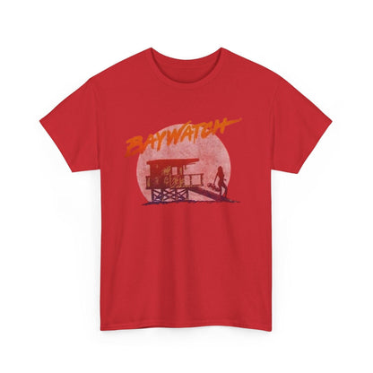 Vintage Baywatch T-Shirt, Retro 90s Lifeguard Sunset Graphic, Oversized Boxy Fit Cotton Tee, Sun-Bleached Aesthetic Streetwear