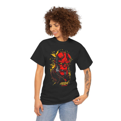 Hellboy Unisex Heavy Cotton Tee, Cool Comic Book Graphic T-Shirt, Movie Fan Gift, Superhero Costume Cosplay Top, Casual Tee Shirt