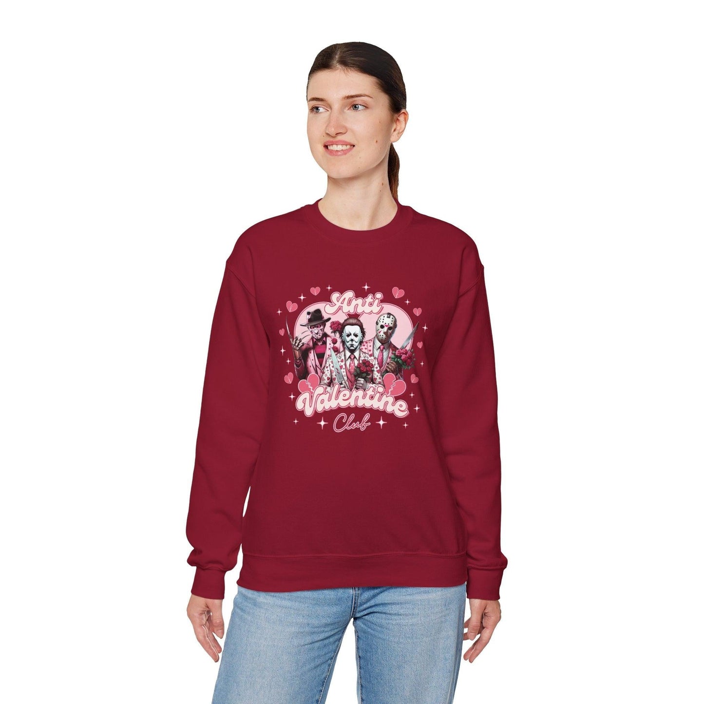 Horror Movie Villains Unisex Sweatshirt, Anti-Valentine Club with Jason, Freddy & Michael, Heavy Blend Crewneck, Gothic Clothing, Horror