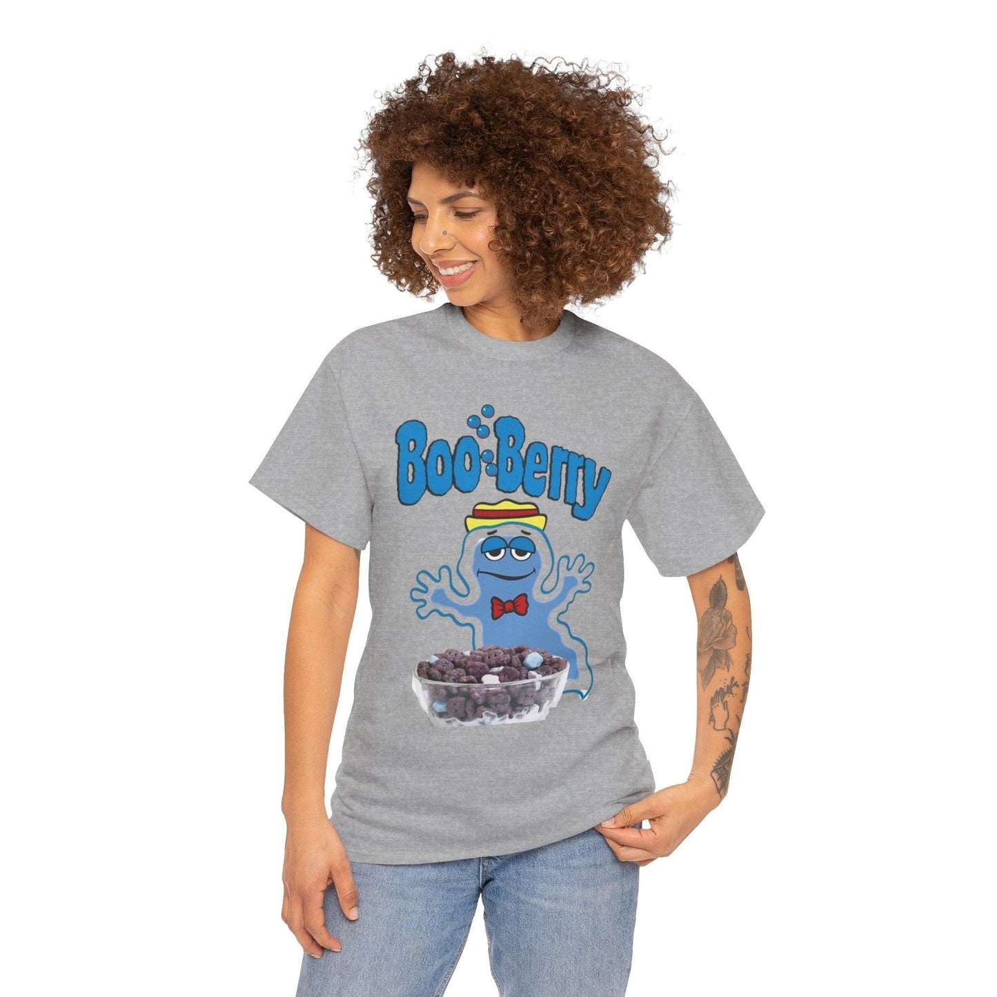 Boo-Berry Unisex Heavy Cotton Tee, Halloween T-Shirt, Ghost Graphic Tee, Cute Monster Top, Fun Costume Shirt
