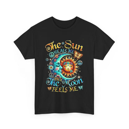 Celestial Vibes T-Shirt, Healing Sun and Moon Tee, Lunar Phases Shirt, Night Sky Top, Empowering Unisex Cotton Tee