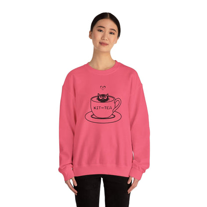 Kitty Sitting in a Tea Cup Kit-Tea Sweatshirt