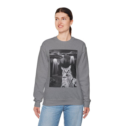 Selfie Cat with UFO Sweatshirt