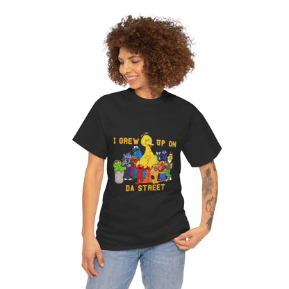 I Grew Up on Da Street-Sesame Street Inspired Tee, Retro TV Show Shirt, Childhood Nostalgia Top, Urban Streetwear Clothing, Vintage Cartoon