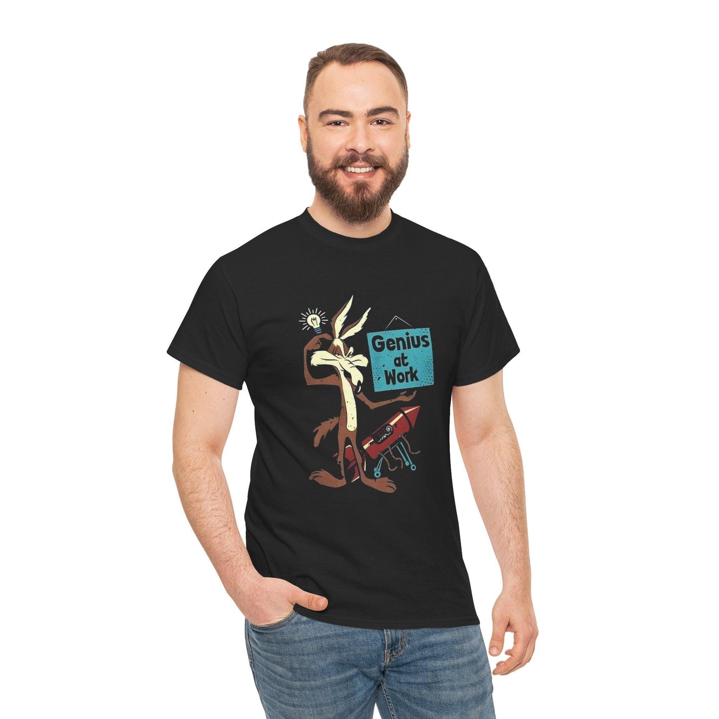 Wile E Coyote Genius at Work Tee, Looney Tunes Shirt, Funny Cartoon Tee, Acme Co, Cartoon Character Shirt