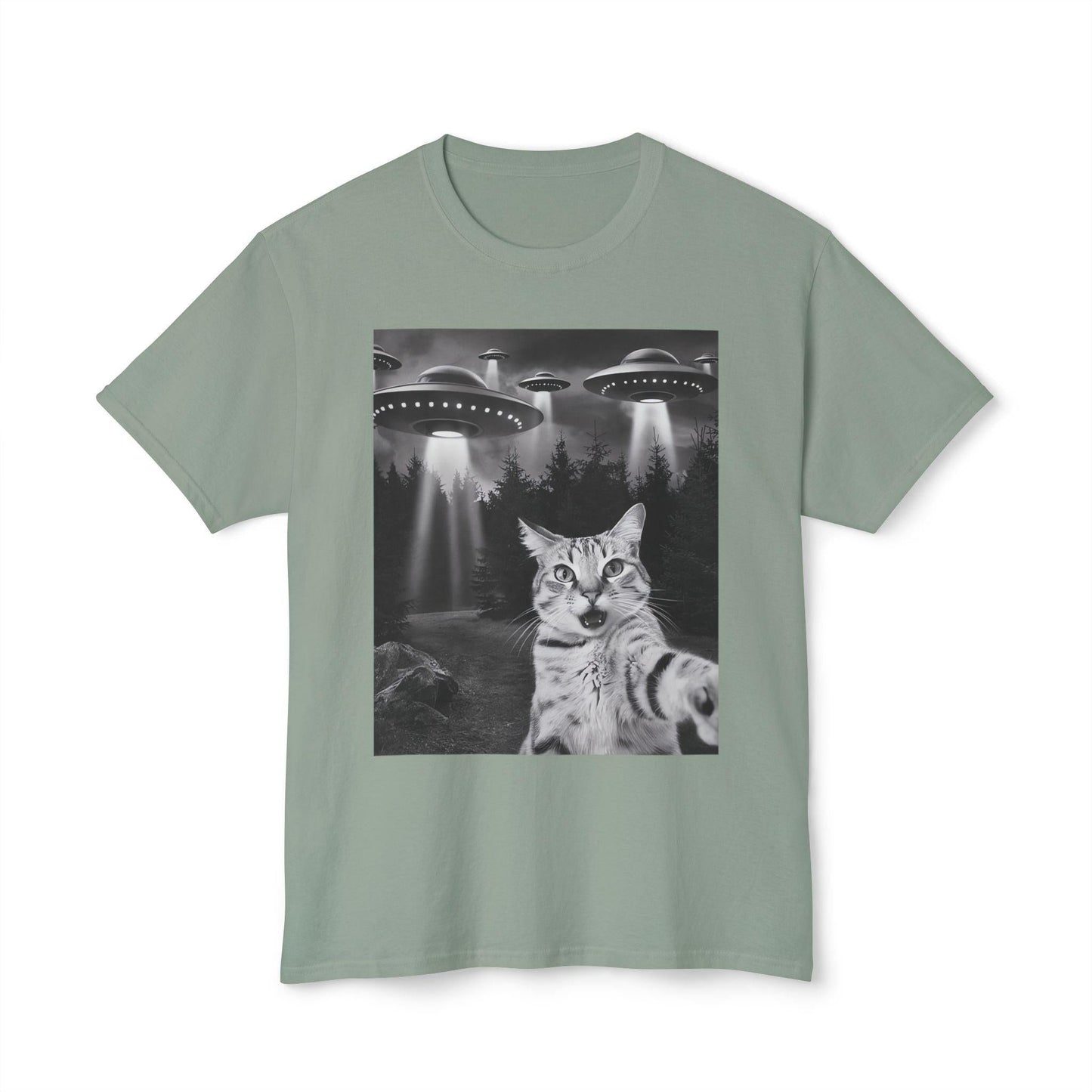 T-Shirt Selfie UFO Cat Design Funny Unisex