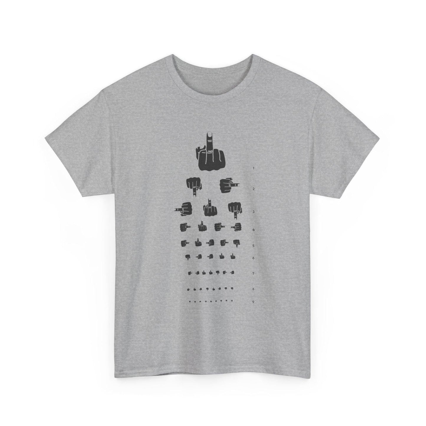Funny Hand Gesture Eye Chart T-Shirt, Unisex Graphic Tee, Humorous Sight Test Shirt, Sarcastic Vision Exam Top, Hilarious Optometrist Gift