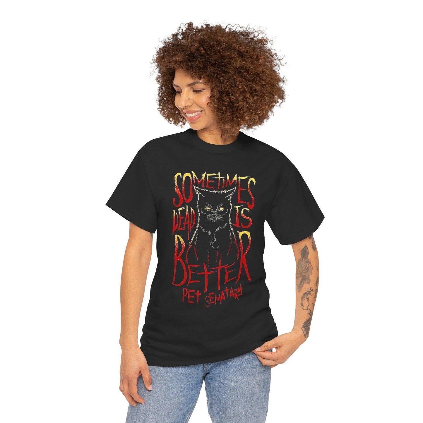 Gothic Cat Tee - Sometimes Dead is Better, Pet Sematary Shirt, Horror T-Shirt, Unisex Cotton Top, Halloween Apparel, Spooky Gift