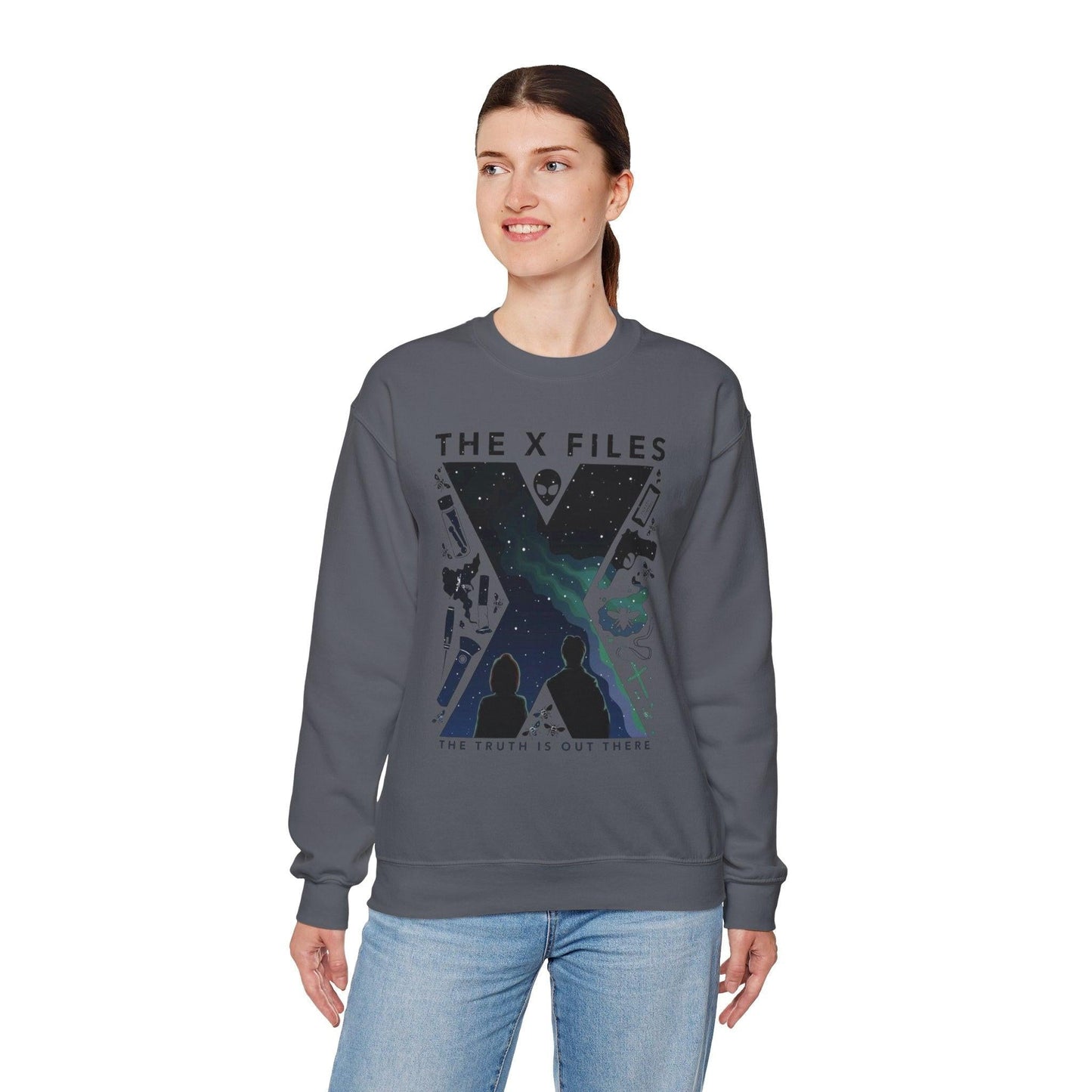 X-Files Sweatshirt, Sci-Fi Crewneck Jumper, Mulder and Scully TV Show Merch, Paranormal Fan Gift, Unisex Pullover, Extraterrestrial