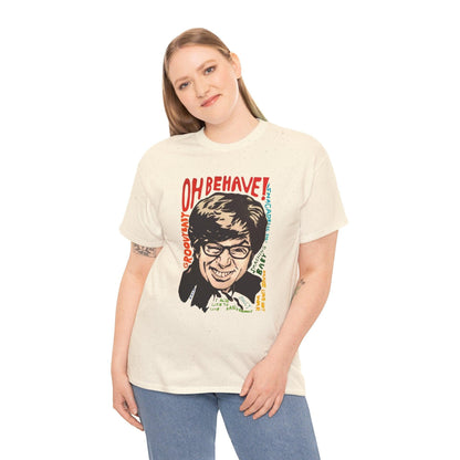 Retro Austin Powers Unisex Heavy Cotton Tee - Funny Graphic Shirt, Vintage Style, Gift for Movie Fans, Casual Wear, Humor Apparel