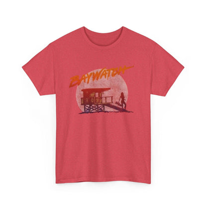 Vintage Baywatch T-Shirt, Retro 90s Lifeguard Sunset Graphic, Oversized Boxy Fit Cotton Tee, Sun-Bleached Aesthetic Streetwear