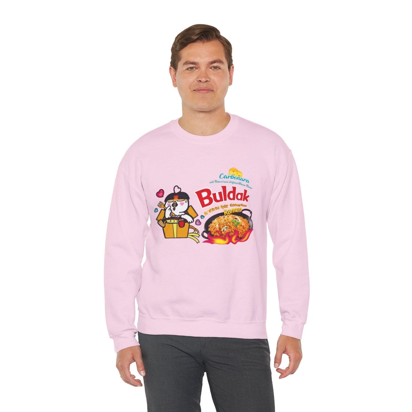 Buldak Ramen Carbonara Sweatshirt, Korean Spicy Noodle Lover Gift, Foodie Apparel, Unisex Crewneck Jumper, Ramen Noodle Fan Shirt