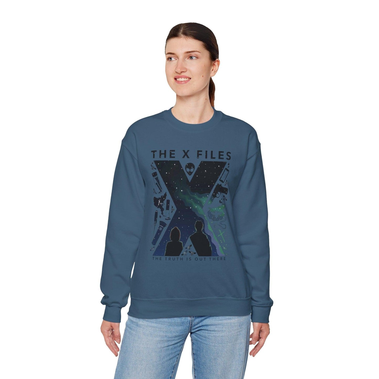 X-Files Sweatshirt, Sci-Fi Crewneck Jumper, Mulder and Scully TV Show Merch, Paranormal Fan Gift, Unisex Pullover, Extraterrestrial