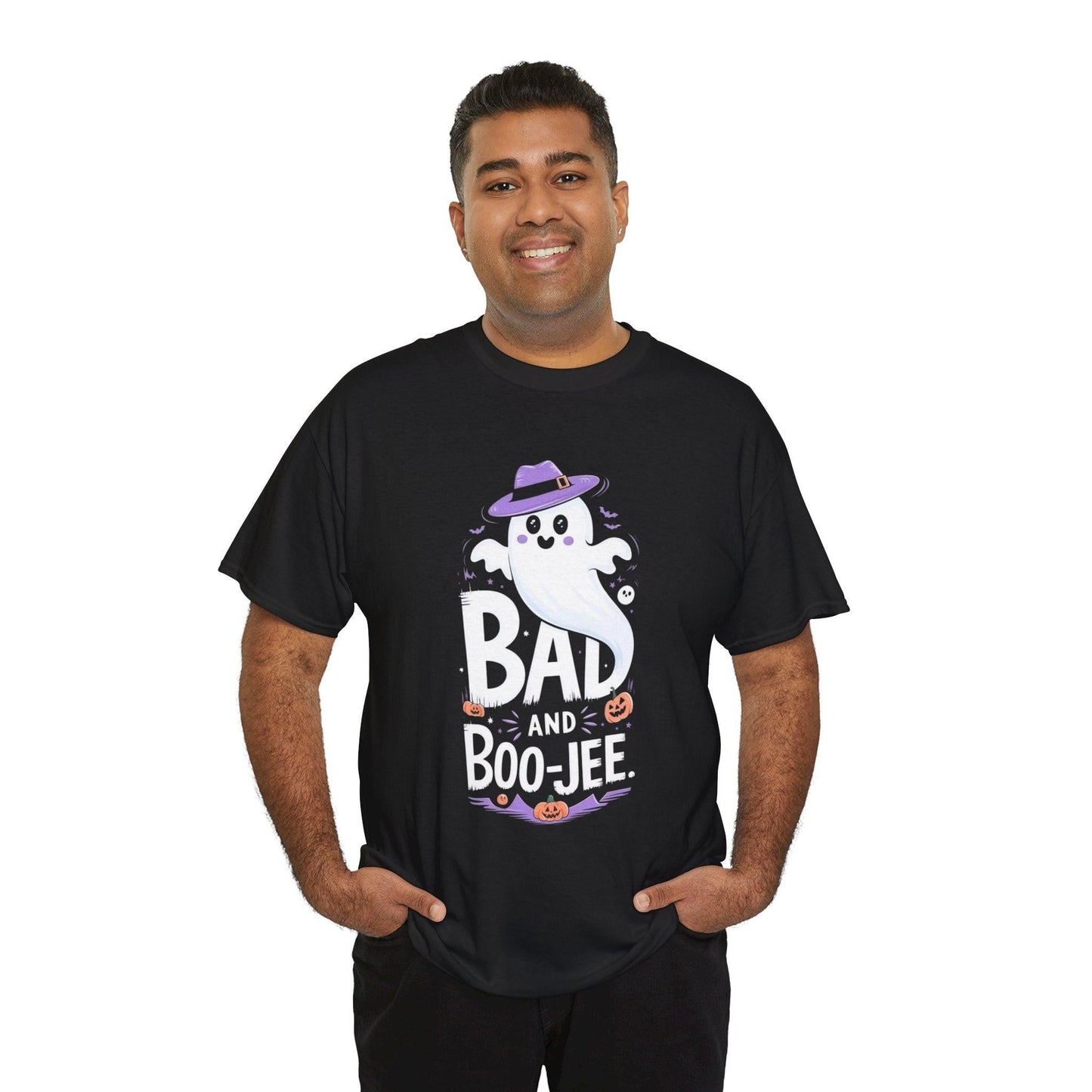 Halloween Ghost Tee, Bad and Boo-Jee Shirt, Unisex Graphic T-Shirt, Spooky Apparel for Halloween, Fun Casual Wear, Gift for Halloween Lovers