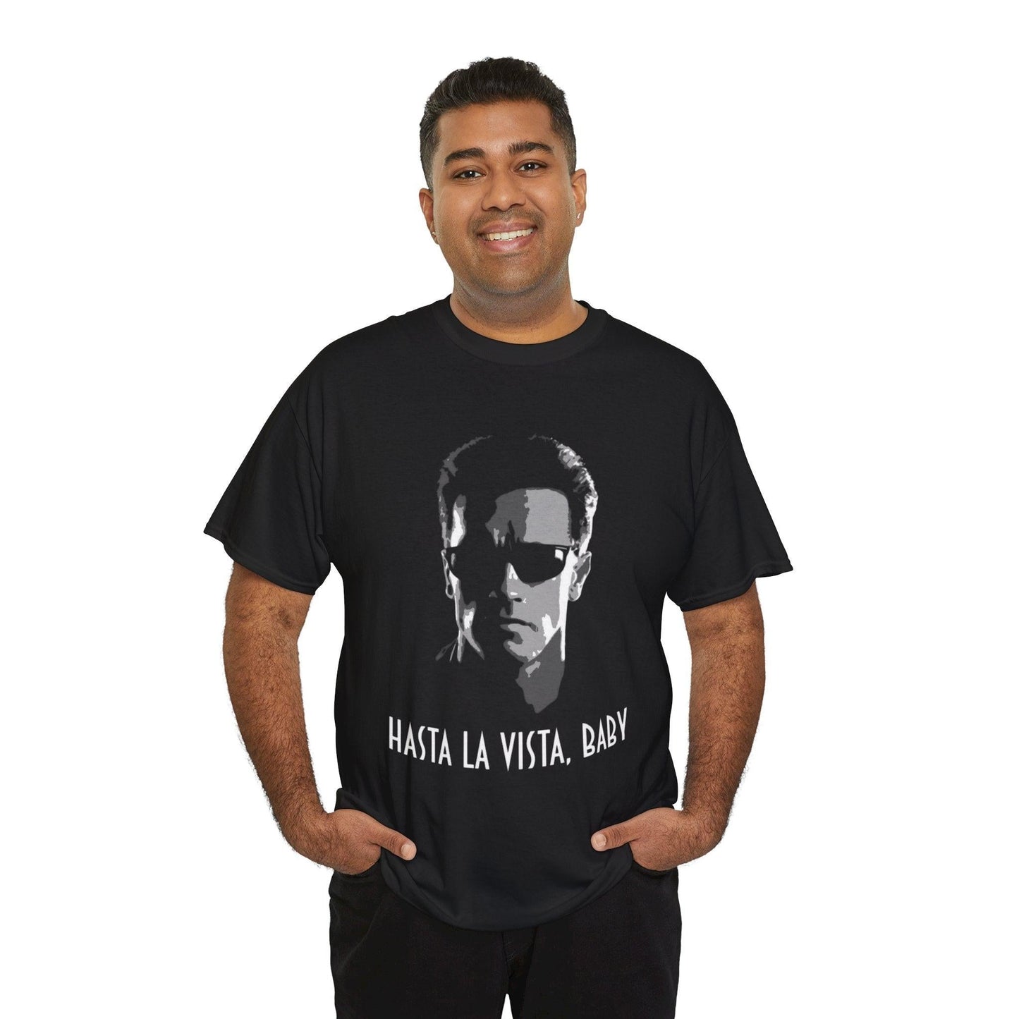 Retro Quote T-Shirt, Unisex Tee with 'Hasta La Vista, Baby' Design, Vintage Graphic Shirt, Movie Lover Gift, Cool Casual Wear