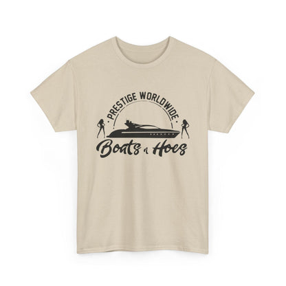 Prestige Worldwide 'Boats & Hoes' Unisex Heavy Cotton Tee, Funny Graphic Shirt, Beachwear, Gift for Him, Summer Casual Wear