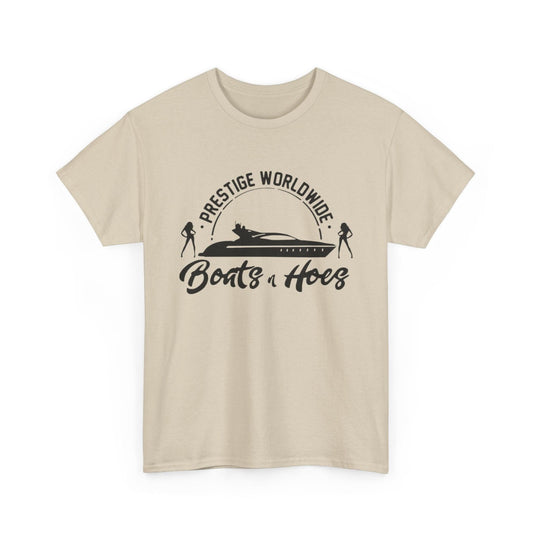 Prestige Worldwide 'Boats & Hoes' Unisex Heavy Cotton Tee, Funny Graphic Shirt, Beachwear, Gift for Him, Summer Casual Wear