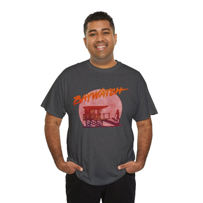 Vintage Baywatch T-Shirt, Retro 90s Lifeguard Sunset Graphic, Oversized Boxy Fit Cotton Tee, Sun-Bleached Aesthetic Streetwear