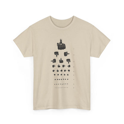 Funny Hand Gesture Eye Chart T-Shirt, Unisex Graphic Tee, Humorous Sight Test Shirt, Sarcastic Vision Exam Top, Hilarious Optometrist Gift