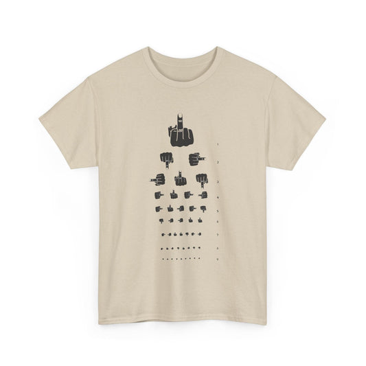 Funny Hand Gesture Eye Chart T-Shirt, Unisex Graphic Tee, Humorous Sight Test Shirt, Sarcastic Vision Exam Top, Hilarious Optometrist Gift