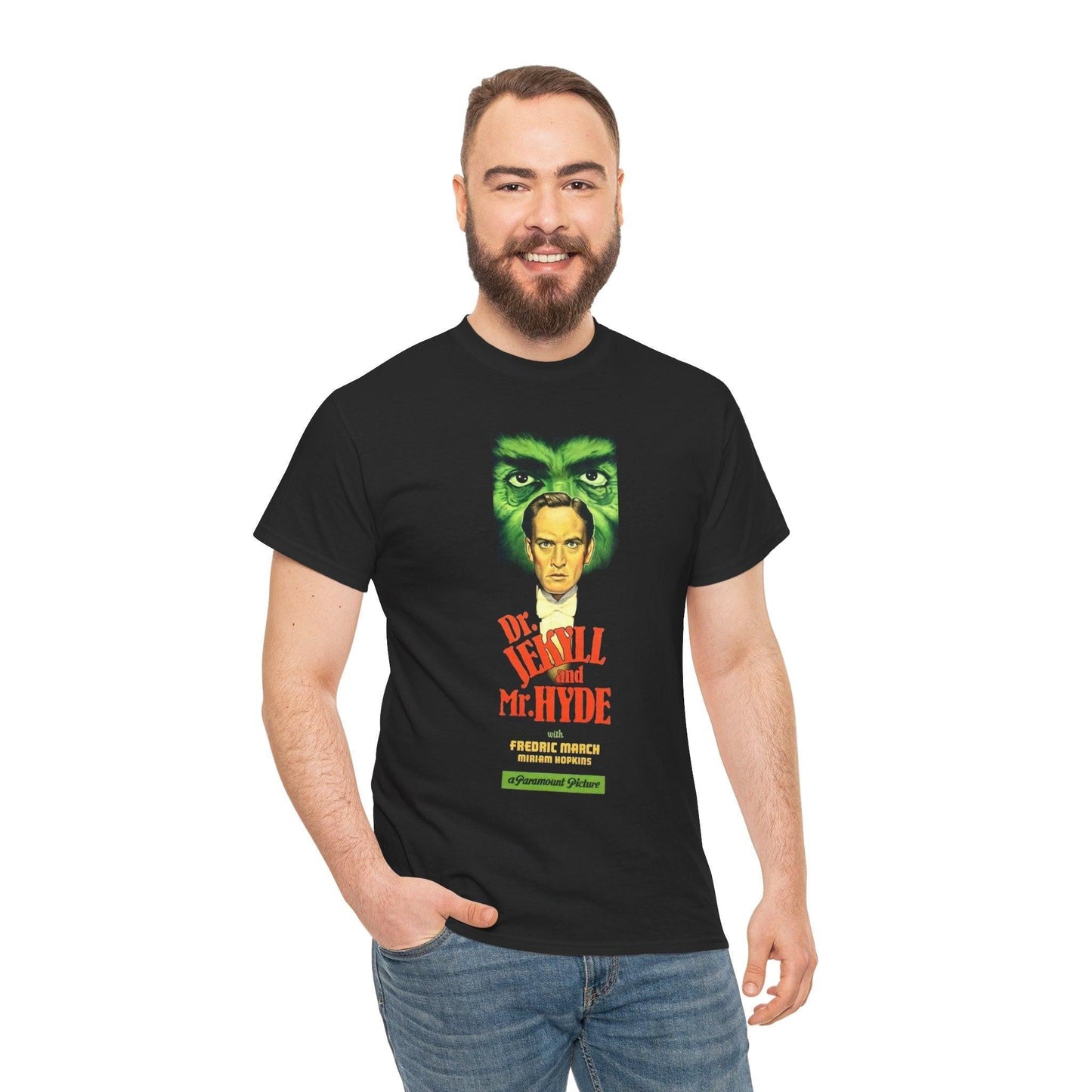 Vintage Horror Movie Poster Unisex Heavy Cotton Tee, Dr Jekyll and Mr Hyde Shirt, Classic Film T-Shirt, Retro Cinema Apparel, Gothic