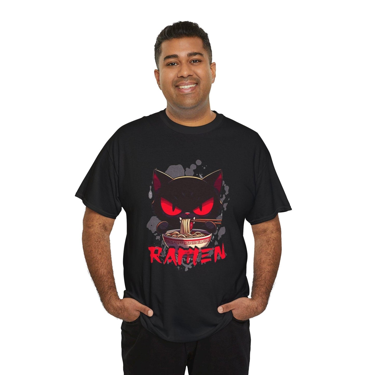 Cat Lover's Unisex Heavy Cotton Tee - Cute Ramen Shirt for Anime Fans, Streetwear, Gift for Her, Gift for Him, Casual Wear