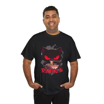 Cat Lover's Unisex Heavy Cotton Tee - Cute Ramen Shirt for Anime Fans, Streetwear, Gift for Her, Gift for Him, Casual Wear